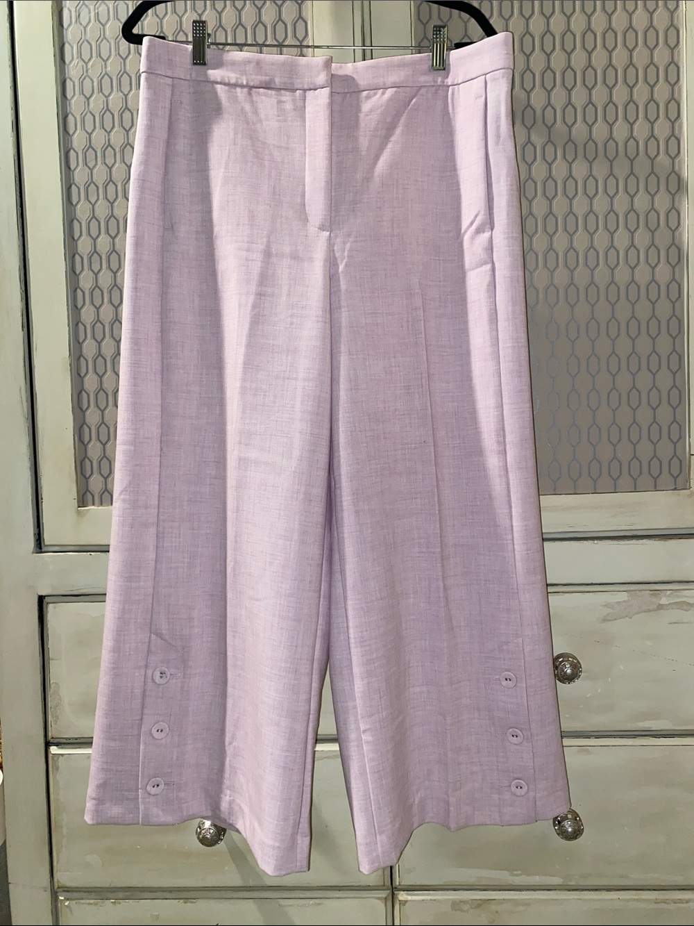 Ann Taylor Pale Pink Wide-Leg Cropped Pants